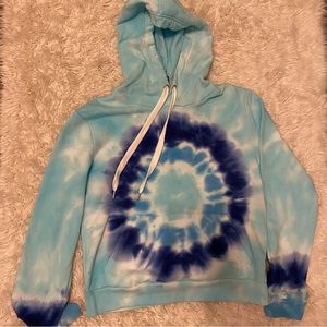 Blue tie dye cropped hoodie